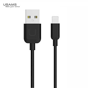 Usams U-TURN Universāls Silikona Apple Lightning (MD818ZM/A) USB Datu un uzlādes Kabelis 1m Melns