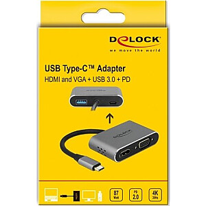 Адаптер DELOCK USB Type-C на HDMI + VGA