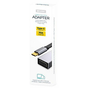 Platinet Multimedia Adapter Type-C  to VGA (1080P*60Hz) Adapteris Melns