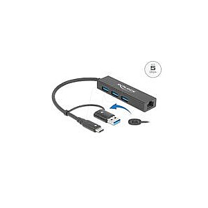 Atbloķējiet USB 3.2 Gen 1+LAN+USB-C/A 3 pin Hub — 64149
