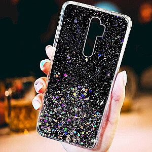 Fusion Glue Glitter Back Case Silikona Aizsargapvalks Priekš Apple iPhone 11 Pro Melns