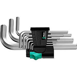 Wera 950/9 L-atslēgu komplekts Hex-Plus 5, 9 gab., skrūvgriezis (ar fiksējošo klipsi)
