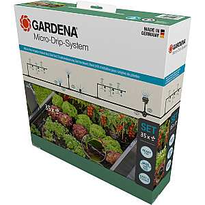 GARDENA mikropilināšanas sistēma, pilienveida apūdeņošanas komplekts, paceļama gulta/gulta, 35 augi, pilinātājs (melns/pelēks, 2023. gada modelis)