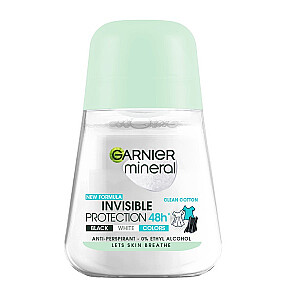 GARNIER Invisible Protection 48H Clean Cotton Sieviešu rullējamais pretsviedru līdzeklis, 50 ml