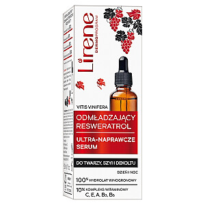 LIRENE Rejuvenating Resveratrol Ultra-atjaunojošs serums sejai, kaklam un dekoltē 30ml
