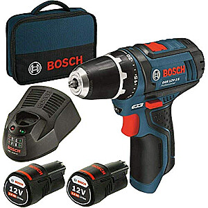 Аккумуляторная дрель-шуруповерт Bosch GSR 12V-15 Professional (синий/черный, 2x литий-ионный аккумулятор 2,0 Ач)
