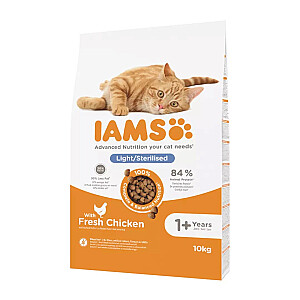 IAMS Advanced Nutrition Light/Sterilized - sausā kaķu barība - 10 kg