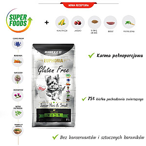 BIOFEED Euphoria Gluten Free Junior mini un mazo jēru sausā barība - 12 kg