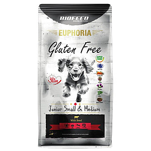 BIOFEED Euphoria Gluten Free Junior mazs un vidējs Liellopu gaļa - sausā suņu barība - 12 kg