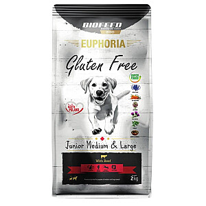 BIOFEED Euphoria Gluten Free Junior Medium &amp; Large Говядина - сухой корм для собак - 2кг