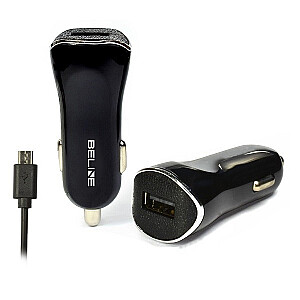 Автомобильное зарядное устройство USB + microUSB 1А, чёрное