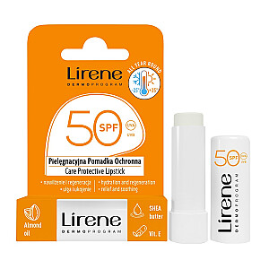 LIRENE Care aizsargājošā lūpu krāsa ar mandeļu eļļu SPF50 4,6 g