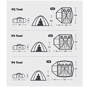 Telts Naturehike P-series 3 UV NH18Z033-P-Forest green