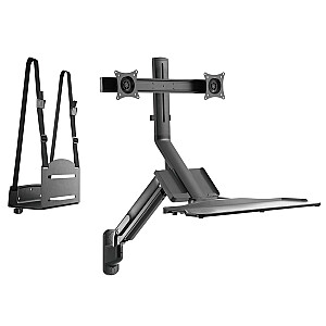 Maclean Dual Monitor & Keyboard Wall Mount, Gas Spring with Computer Mount, for 17"~27" Monitors, MC-633 for