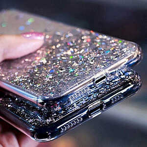 Fusion Glue Glitter Back Case Silikona Aizsargapvalks Priekš Apple iPhone 12 Pro Max Caurspīdīgs