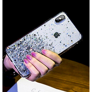 Fusion Glue Glitter Back Case Silikona Aizsargapvalks Priekš Apple iPhone 12 Pro Max Caurspīdīgs