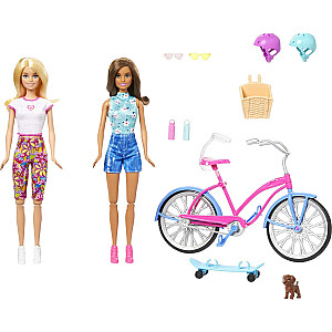 Lalka Barbie Mattel Rower Plażowy Niebieska Deskorolka + Akcesoria HJY84