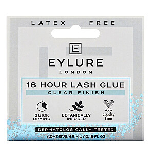 EYLURE 18 Hour Clear Finish skropstu līme, dzidra skropstu līme bez lateksa, 4,5 ml