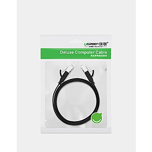 Ugreen plakans Ethernet savienojuma kabelis RJ45 Cat 6 UTP 1000 Mbps 1 m melns (NW101 50184)