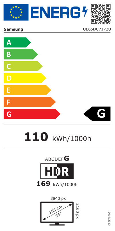 Samsung Crystal UHD 4K  televizors (2024) UE65DU7172UXXH