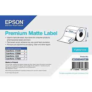 Premium Matte Label - Die Roll: 76 x 127 mm, 960 etiķetes