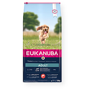 EUKANUBA Adult Small&amp;Medium Salmon - sausā suņu barība - 12kg