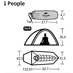 Naturehike Cloud Tent UP 1 20 D Atjaunināts NH18T010-T-Forest green