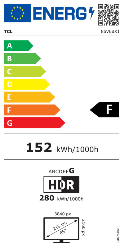 TCL 85V6B TV 2,16 m (85 collas) 4K Ultra HD viedtelevizors Wi-Fi melns