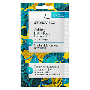 UZDROVISCO Baby Face Treatment intensyviai drėkinanti hialurono kaukė su peptidais ir aktyvatoriumi 8ml