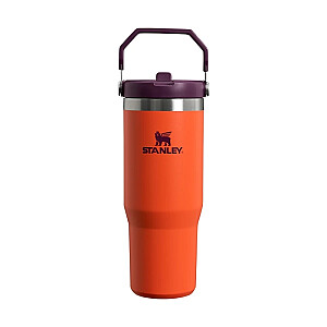 Termopudele ar salmiņu The IceFlow Flip Straw Tumbler 0,89L oranža