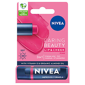 NIVEA Caring Beauty Caring lūpu krāsa 3 in 1 Pink 4,8 g