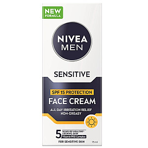 NIVEA Men Sensitive nomierinošs, mitrinošs sejas krēms SPF15 75 ml