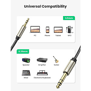 Аудиокабель Ugreen 3.5mm -> 6.35mm TRS 5м черный