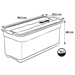 Kaste ar vāku crystalbox Cornelia 79,5x39,5x40cm 83L caurspīdīga