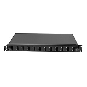 Przełącznica światłowodowa 12XSC duplex/12XLC QUAD rack 19 1U czarna + akcesoria