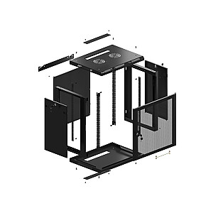 Шкаф подвесной 19 дюймов 12U 600x450 перфорированные двери (плоская упаковка) черный