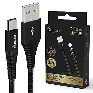 Extralink Smart Life pīts USB Type-A līdz Type-C 15W 2m Black | USB kabelis | 5V 3A