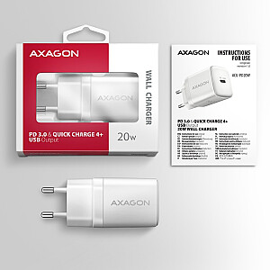 ACU-PD20W Ładowarka sieciowa PD 20W, 1x port USB-C, PD3.0/QC3.0/AFC/FCP/Apple Biała