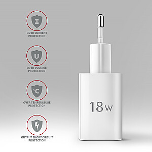 ACU-QC18W Ładowarka sieciowa QC 18W, 1x port USB-A, QC3.0/AFC/FCP/SMART Biała