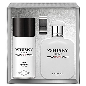 SET EVAFLOR Whisky Homme Sport EDT purškiklis 100ml + DEO purškiklis 150ml + CLIP