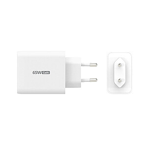 J5create 65 W GaN USB-C 3 portu lādētājs — EU (2xUSB-C, 1xUSB3.0; balts) JUP3365E-LV