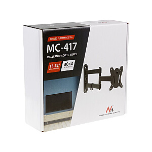 Maclean MC-417 Full Motion ТВ-монитор Настенное крепление 13–32 дюйма Макс. 30 кг. VESA 100x100 Универсальный держатель с черным порошковым покрытием Регулируемое расстояние до стены Вращение Наклон