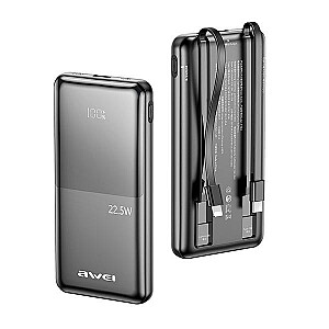 Powerbank 10000mAh P76K 22,5W 4 Wyjścia ładowania dwa kable 