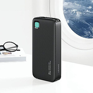 Powerbank 10000mAh 20W zwijany kabel USB-C fast charge Czarny 