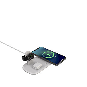 Devia 3 vienā bezvadu lādētājs iPhone / Airpods / Apple Watch 5V / 2A / 15W / + USB-C kabelis / balts