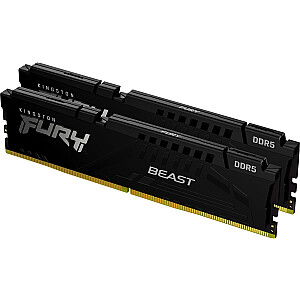 Atmiņa Kingston Fury Beast, DDR5, 16 GB, 6000 MHz, CL40 (KF560C40BBK2-16)