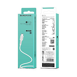 Borofone X16 USB-C kabelis 100cm balts