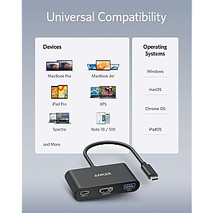 USB-C Hub 3w1 4K HDMI szary 