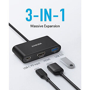 USB-C Hub 3w1 4K HDMI szary 