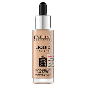 EVELINE Liquid Control HD makiažo pagrindas veidui su lašintuvu 055 Medus 32 ml